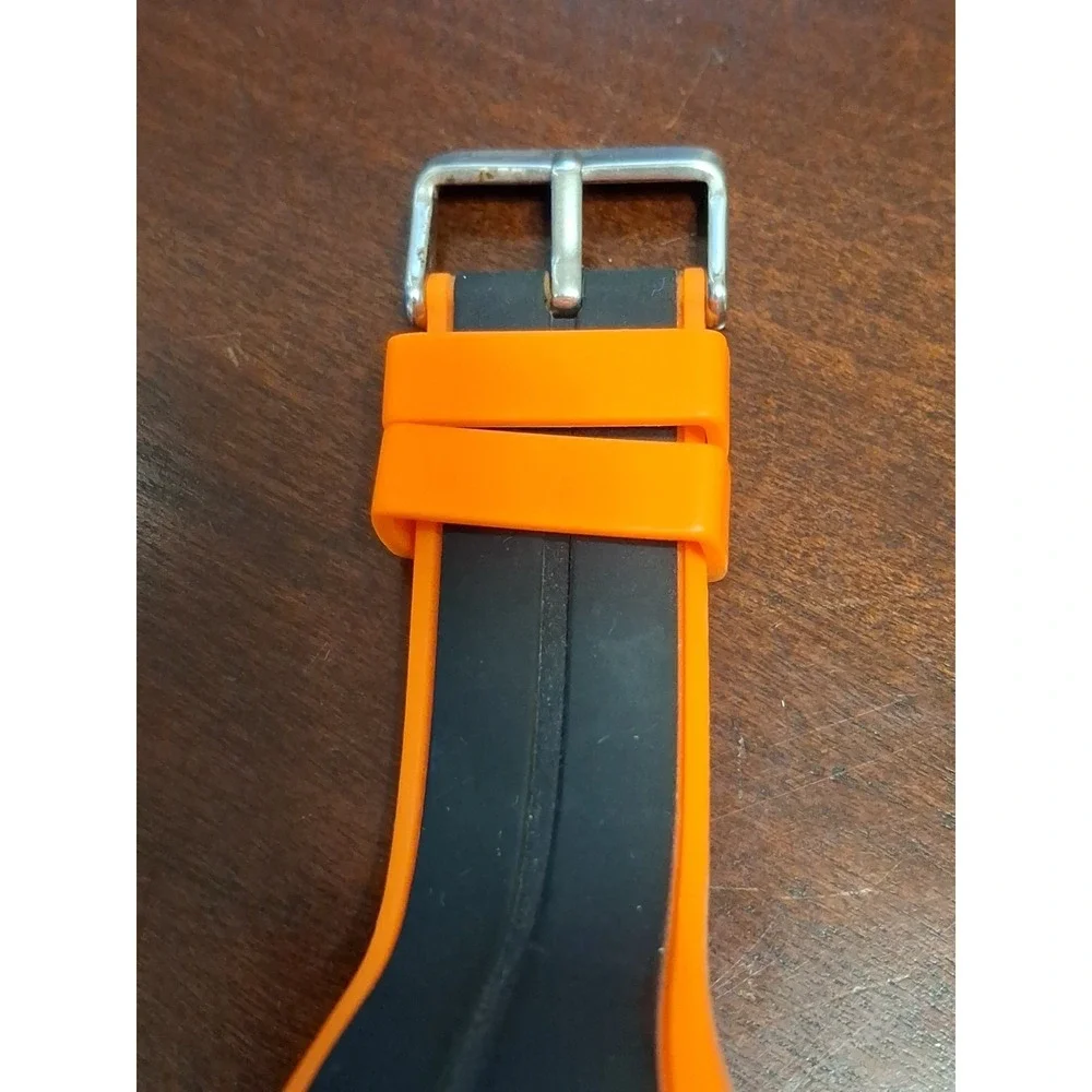 Charles Raymond Mens 48mm Orange & Black Silicone Fashion Sports Watch. Pre-worn